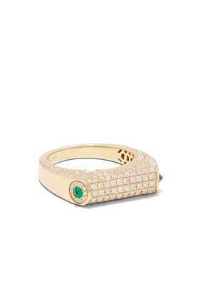 Grace Ring, 14k Yellow Gold with Diamonds & Emeralds